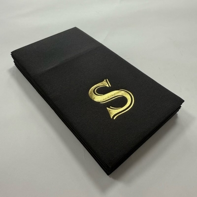 Gold Foil Airlaid Paper Napkins Single Ply 1/8 Fold 55gsm Printed Napkins For Wedding