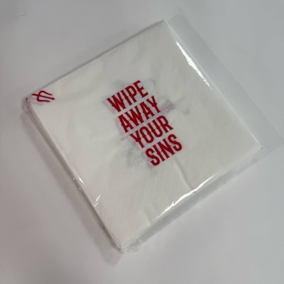 25×25cm Red And White Paper Napkins Customised Printed Wedding Serviettes