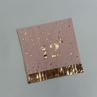 25*25cm Gold Foil Paper Napkin 1/4 Fold For Birthday Party Adult Ceremony