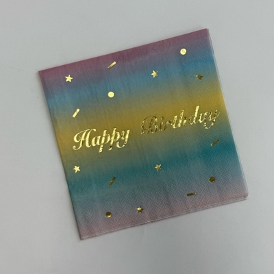 Gold Hot Stamping Colored Paper Napkin 27*27cm Gold Foil Cocktail Napkins