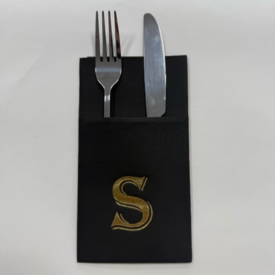 Gold Foil Airlaid Paper Napkins Single Ply 1/8 Fold 55gsm Printed Napkins For Wedding