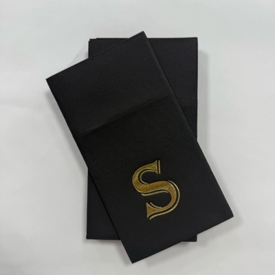 Gold Foil Airlaid Paper Napkins Single Ply 1/8 Fold 55gsm Printed Napkins For Wedding
