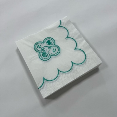 Green And White Paper Napkins 18gsm Embossed Soft Tissue Personalised Serviettes
