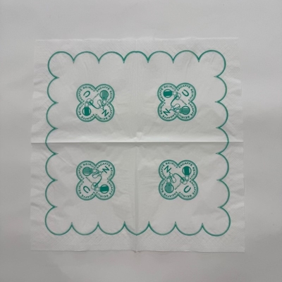 Green And White Paper Napkins 18gsm Embossed Soft Tissue Personalised Serviettes
