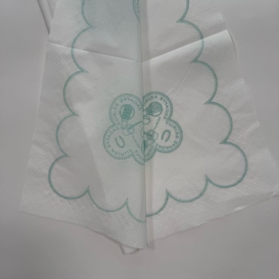 Green And White Paper Napkins 18gsm Embossed Soft Tissue Personalised Serviettes