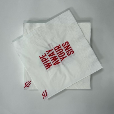 25×25cm Red And White Paper Napkins Customised Printed Wedding Serviettes