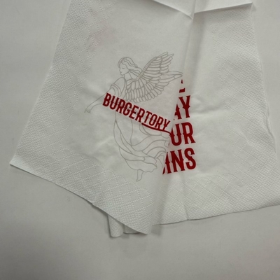 25×25cm Red And White Paper Napkins Customised Printed Wedding Serviettes