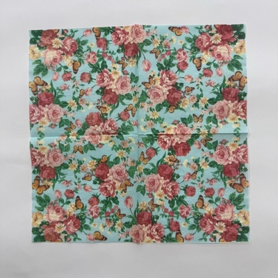 25*25 Restaurant Disposable Napkins 18gsm Floral Paper Napkins