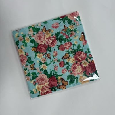 25*25 Restaurant Disposable Napkins 18gsm Floral Paper Napkins