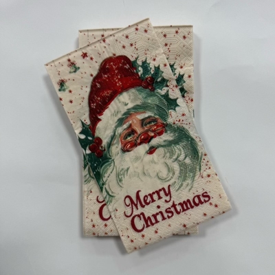 Merry Christmas Printed Paper Napkins 33×40cm Printed Disposable Napkins For Holiday