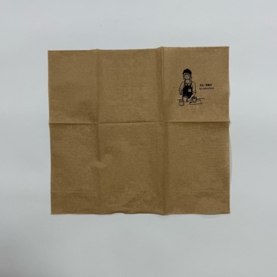 1/6 Fold Printed Paper Napkins Eco Brown Paper Dinner Napkins