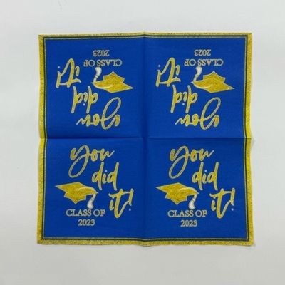 Blue Paper Dinner Napkins 33*33cm Toile Paper Napkins For Bridal Garden Birthday