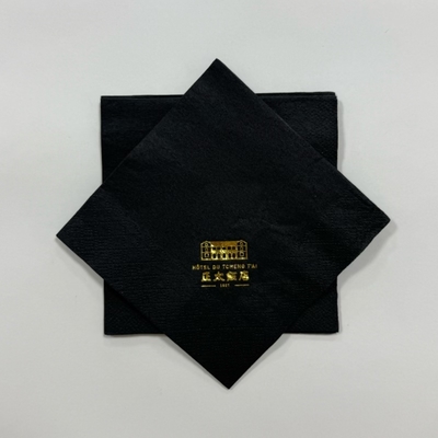 Black Gold Foil Cocktail Napkins 33*33cm 3Ply Customized Printed Tissues