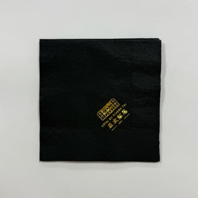 Black Gold Foil Cocktail Napkins 33*33cm 3Ply Customized Printed Tissues