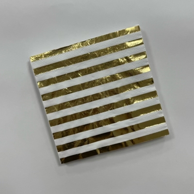 33x33cm Foil Paper Napkins 3 Ply Wedding 1/4 Fold Gold Foil Napkins