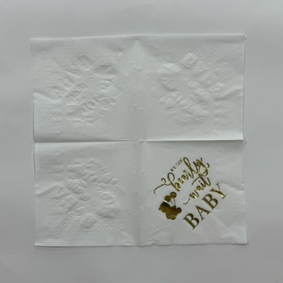 White Paper Napkins 25x25cm Gold Foil Cocktail Napkins 2 Ply Food Grade