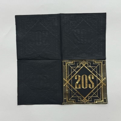 Gold Foil Printed Paper Napkins 1/4 Fold 25x25cm / 33x33cm Custom