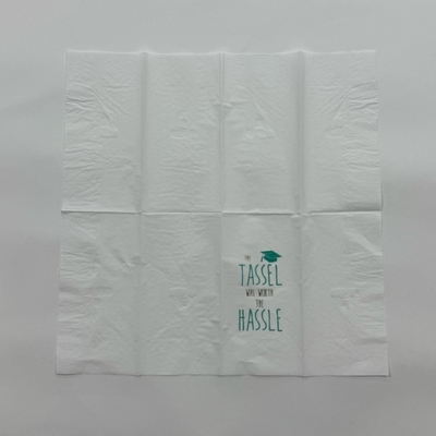 Silver Foil Trim White Paper Napkins 42*42cm 2 Ply Dinner Napkins Virgin Pulp