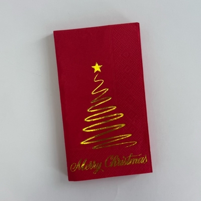 Disposable Red Paper Napkins 33*40cm Gold Silver Foil Paper Napkin For Christmas