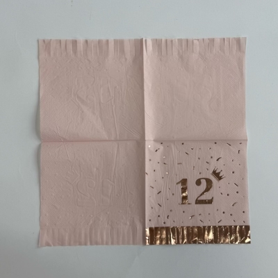 25*25cm Gold Foil Paper Napkin 1/4 Fold For Birthday Party Adult Ceremony
