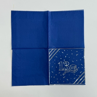 Blue Silver Foil Paper Napkin Polka Dots Coloured Serviettes For Birthday Party