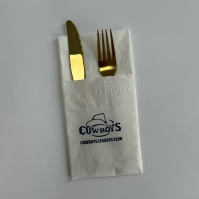 Prefold 42*42cm 3 Ply Dinner Napkins White With Pocket For Silverware